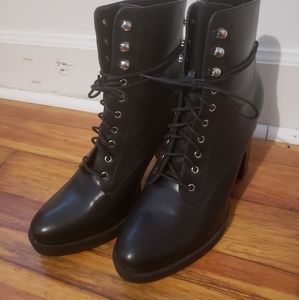 Black High Heeled Combat Boots